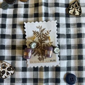 Elegant Gold and Purple Dangle Earrings